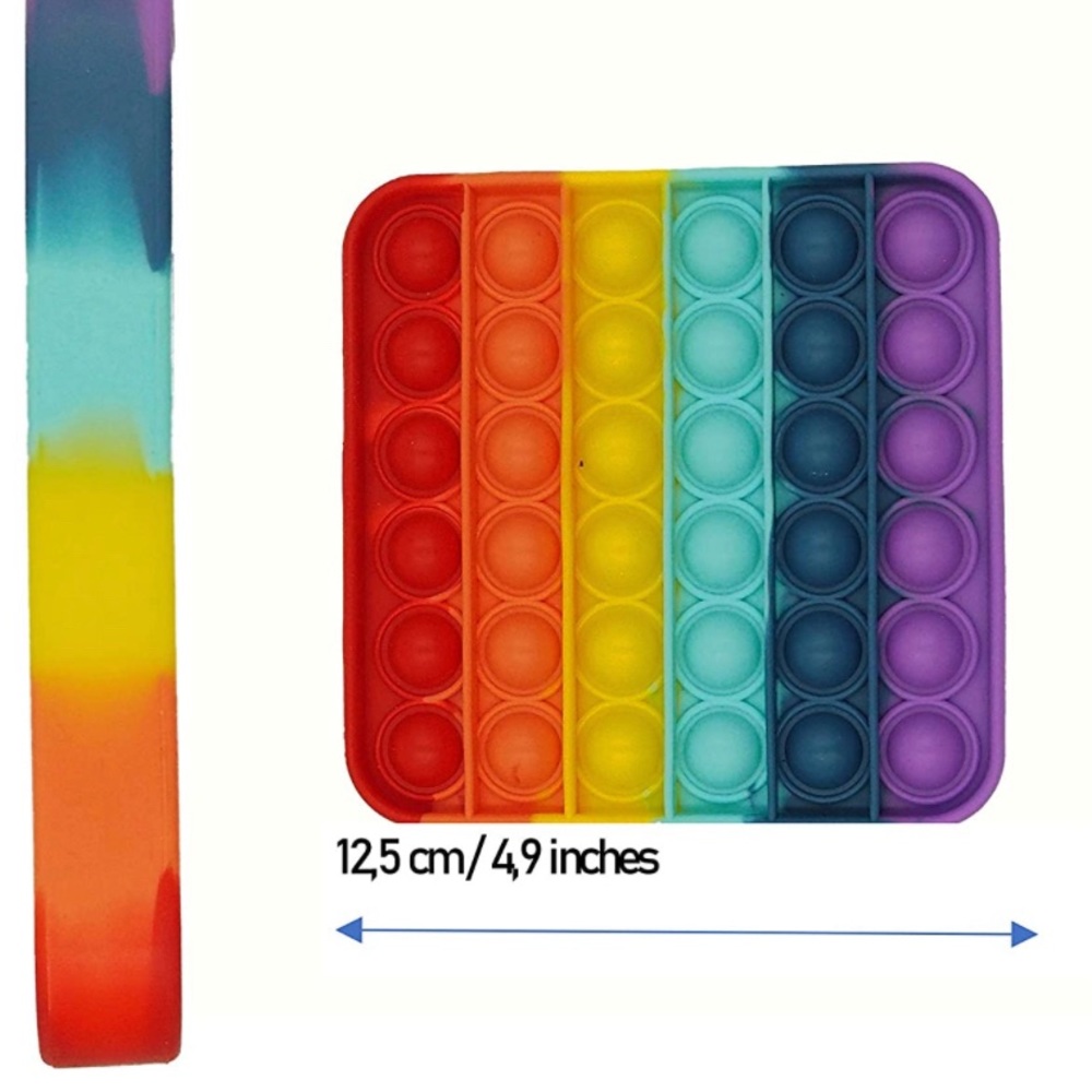 New Square Rainbow Fidget Bubble Push Pop Toy - Picture 3 of 7